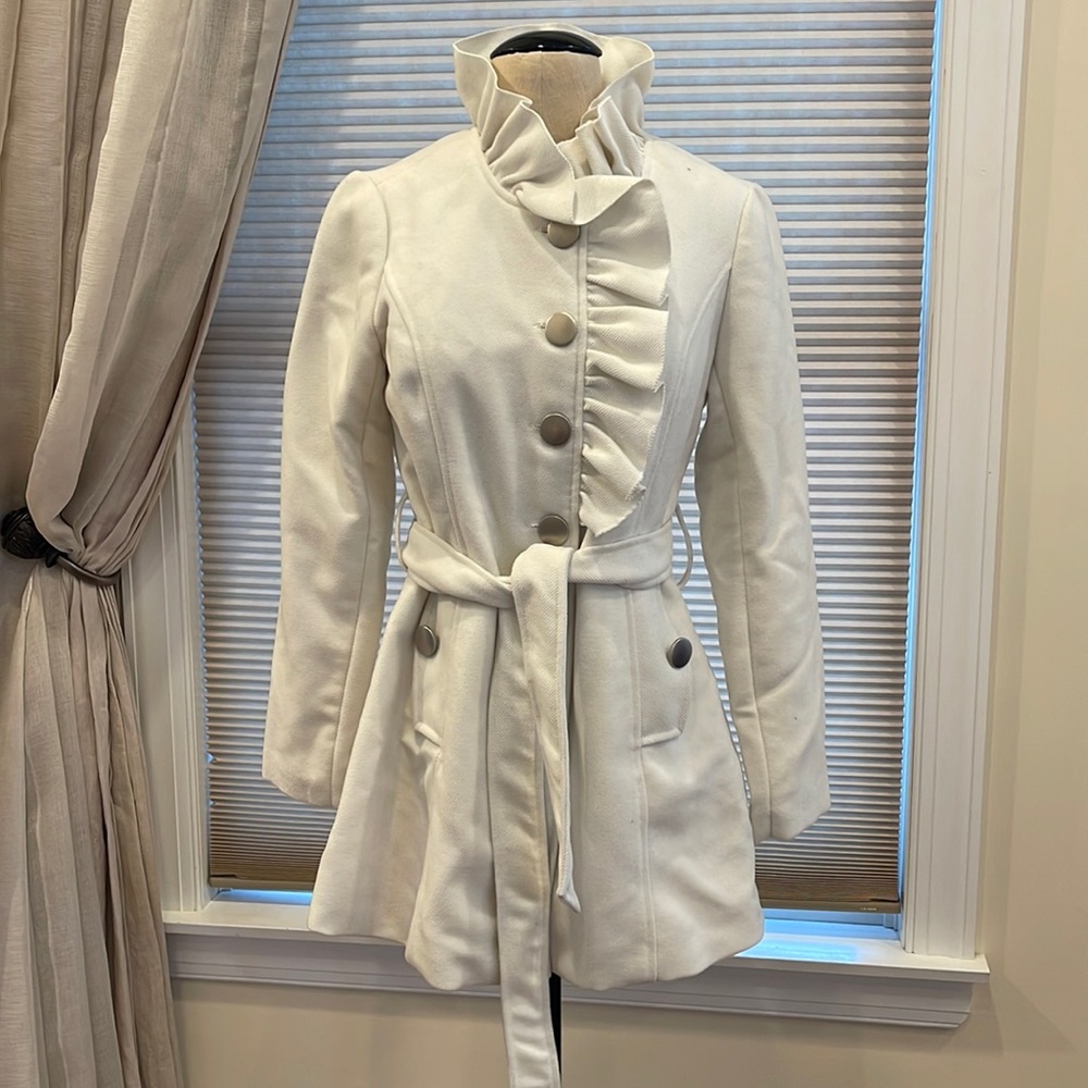 Beautiful C.C. Couture Ruffle Trim Belted Jacket